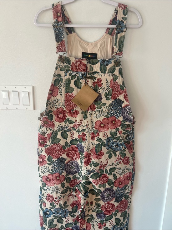 Teddy Fresh Pants - NEW Teddy Fresh Floral Tapestry Overalls Women’s Small S Jacquard Weave Inspired